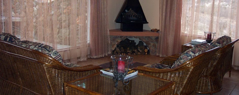 Living area with indoor fireplace