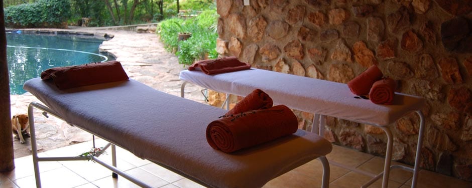 Massage beds by the pool